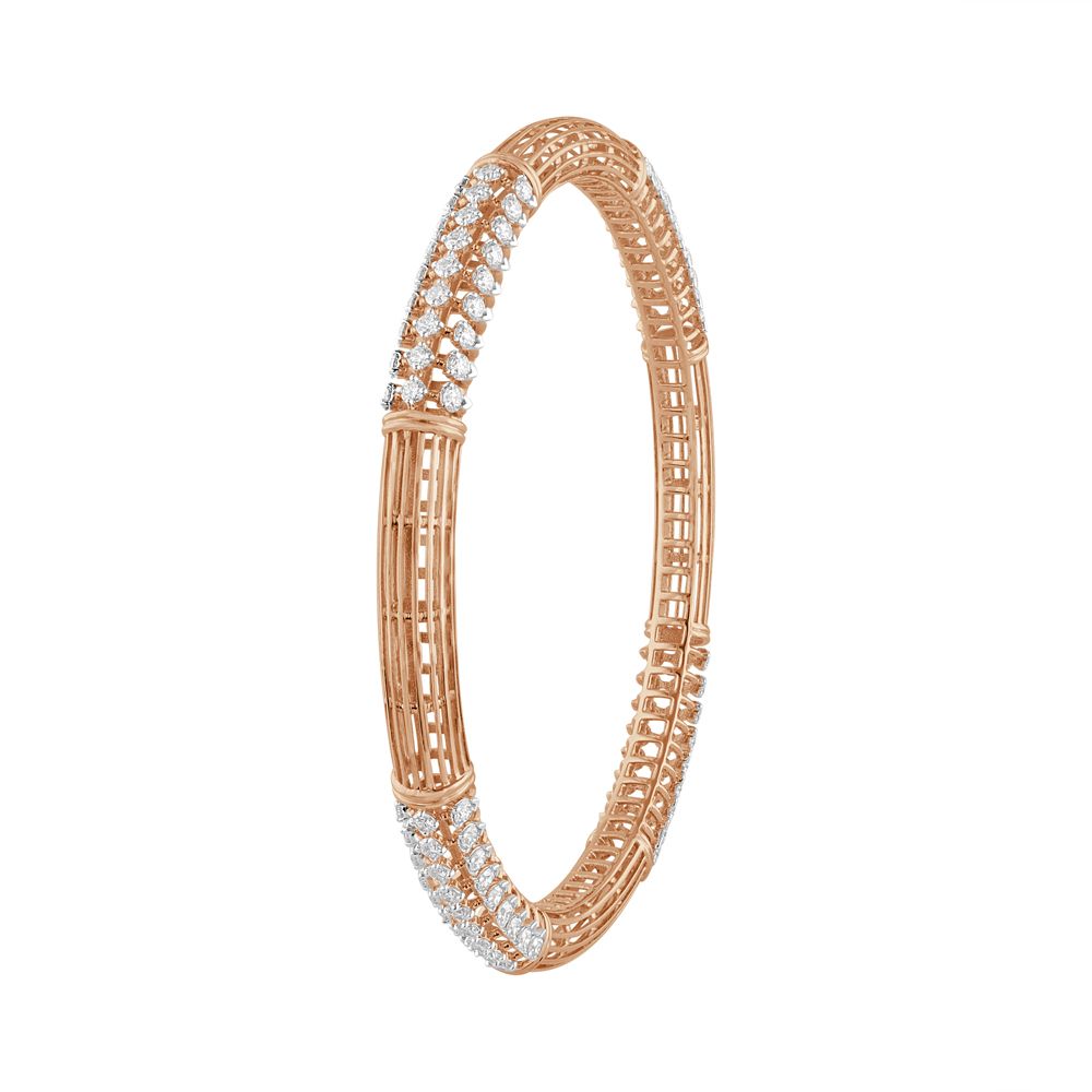 Chunky Lattice Pattern Pair of Diamond Bangles-All Jewellery-OBA23P12