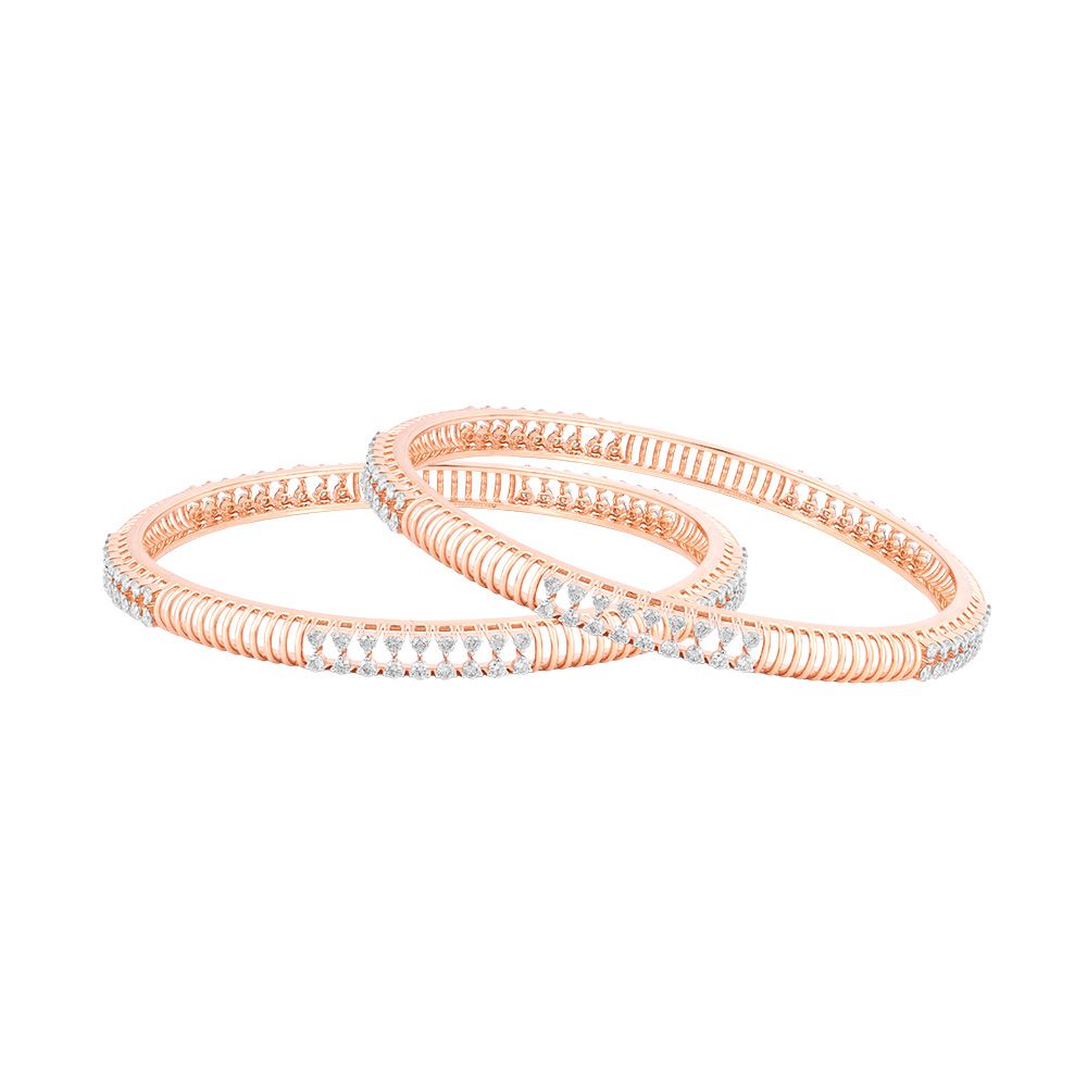 Spark Classic Diamond Rose Gold Bangle Set of 2-All Jewellery-OBA24P05