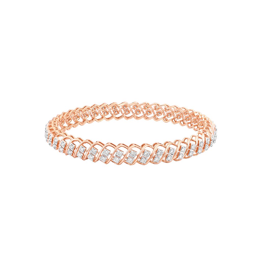 Glimpse Lightweight Diamond Rose Gold Bangle Set of 2-All Jewellery-OBA24P06