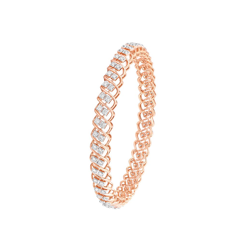 Glimpse Lightweight Diamond Rose Gold Bangle Set of 2-All Jewellery-OBA24P06