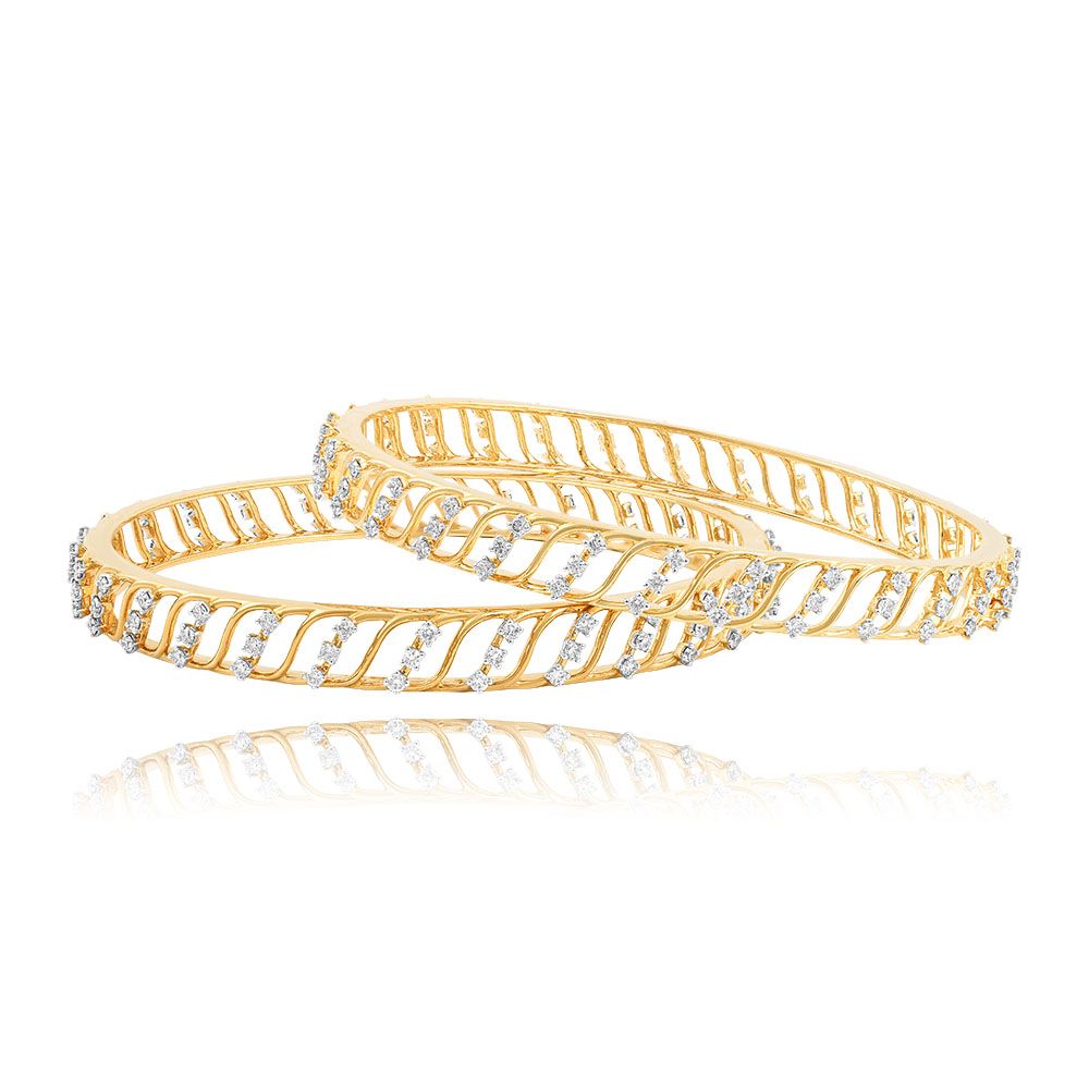 Graceful Swirl Diamond Bangle Set of 2-All Jewellery-OBA25P04