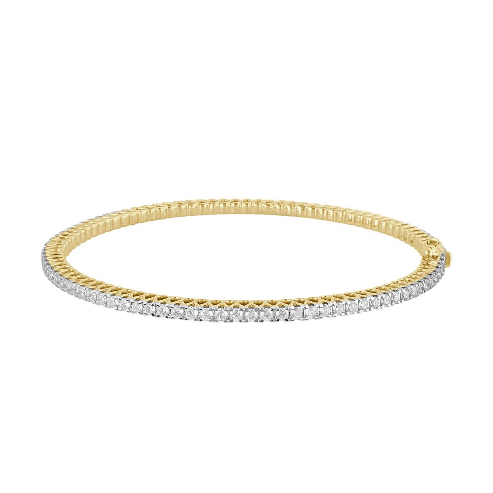 Delicate 18KT Yellow Gold Diamond Crown Star Bangle-Bangles-OBA08031