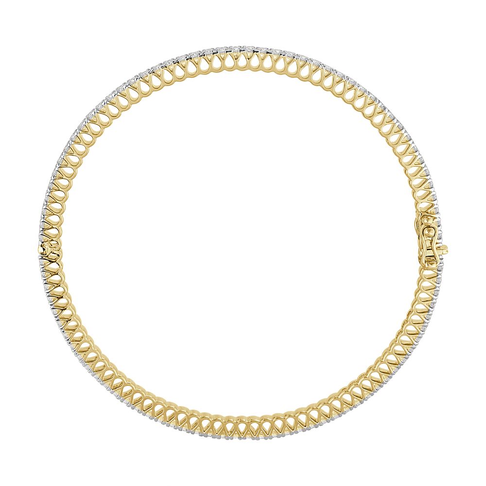 Delicate 18KT Yellow Gold Diamond Crown Star Bangle-Bangles-OBA08031