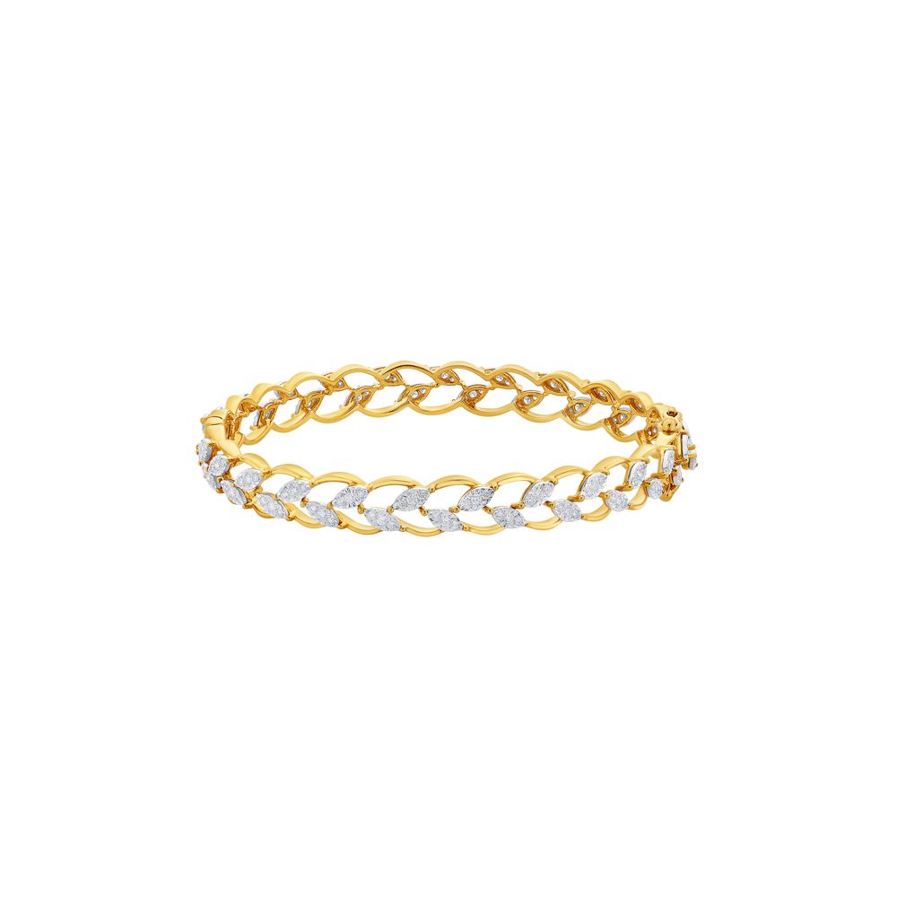 Leaf Design Diamond Bangle Set of 2-Bangles-OBA15057