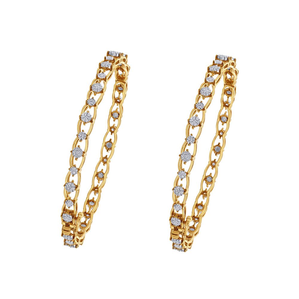 14KT Yellow Gold and Diamond Bangle Set of 2-All Jewellery-OBA15058