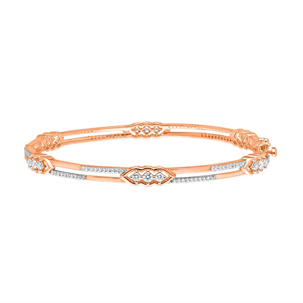Fine Diamond Bangle in 18KT Rose Gold Set of 2-Bangles-OBA16033