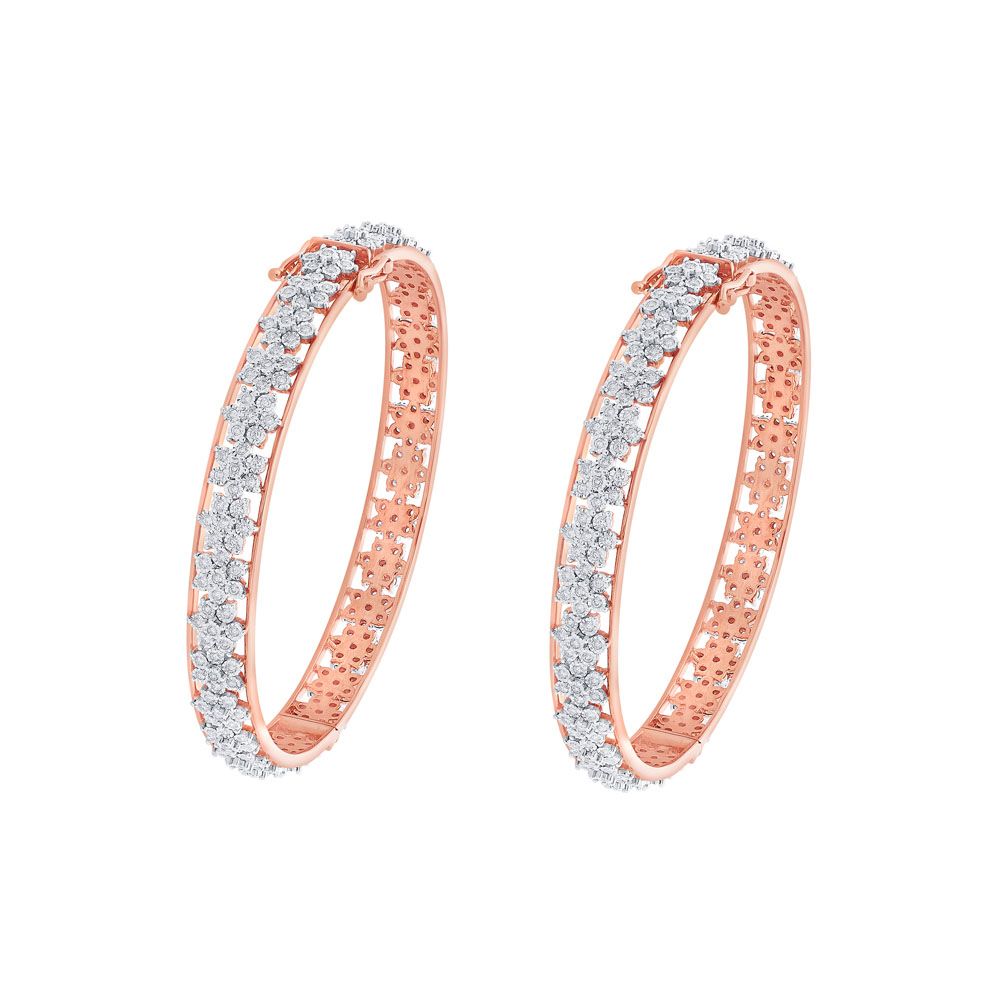 Dewdrop Diamond Bangle in 14KT Rose Gold Set of 2-Bangles-OBA17006