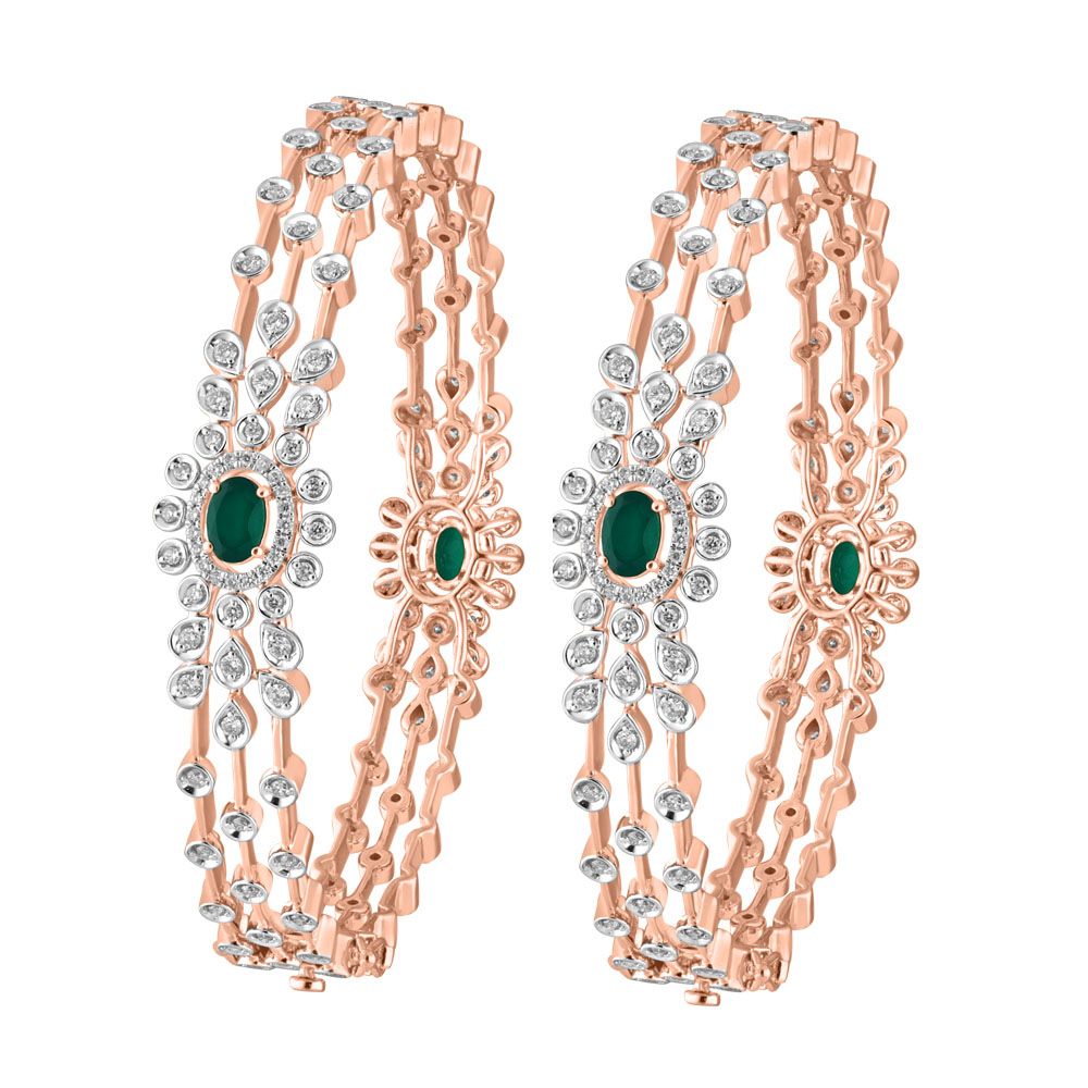 Leaf Design Bangle in 18KT Rose Gold Set of 2-Bangles-OBA18038