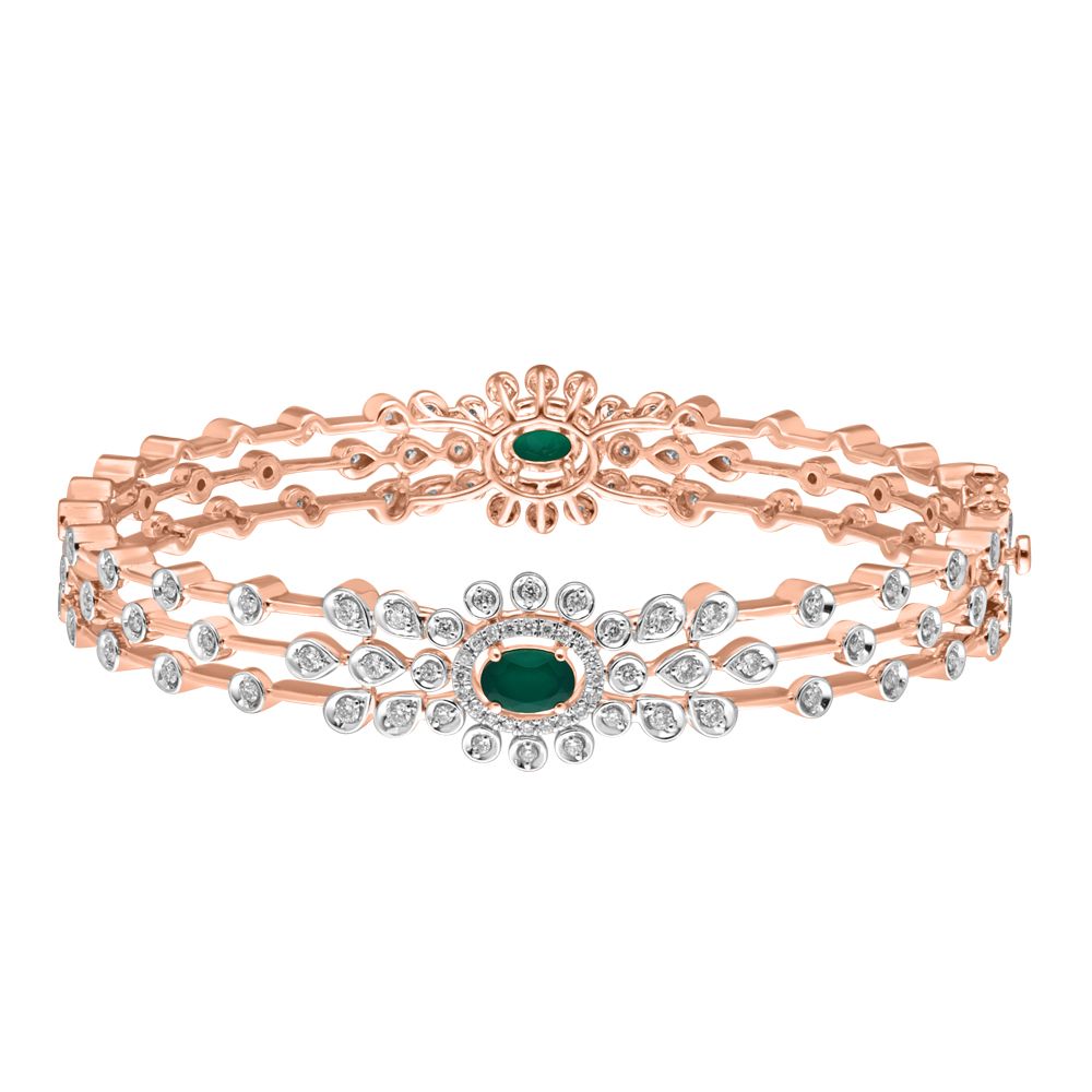 Leaf Design Bangle in 18KT Rose Gold Set of 2-Bangles-OBA18038