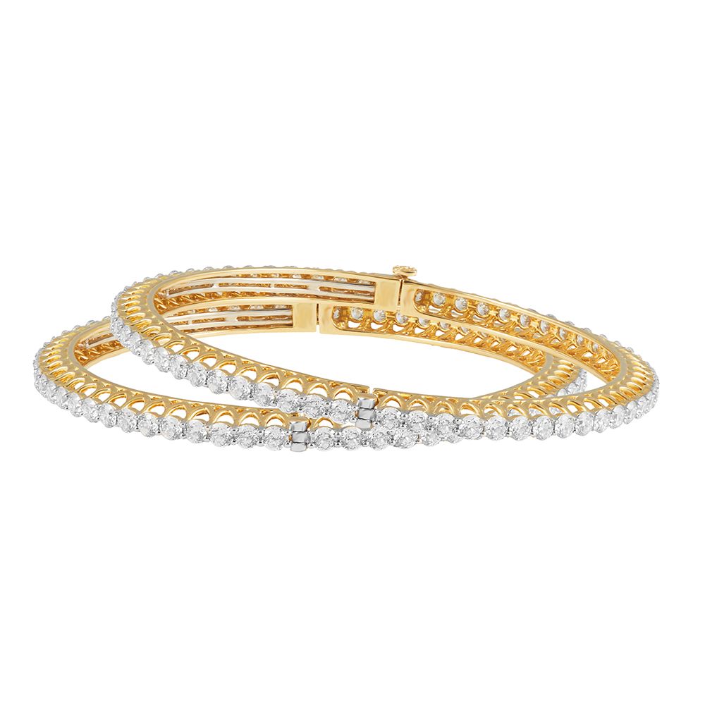 Brilliant Yellow Gold Diamond Bangle Set-All Jewellery-OBA20065