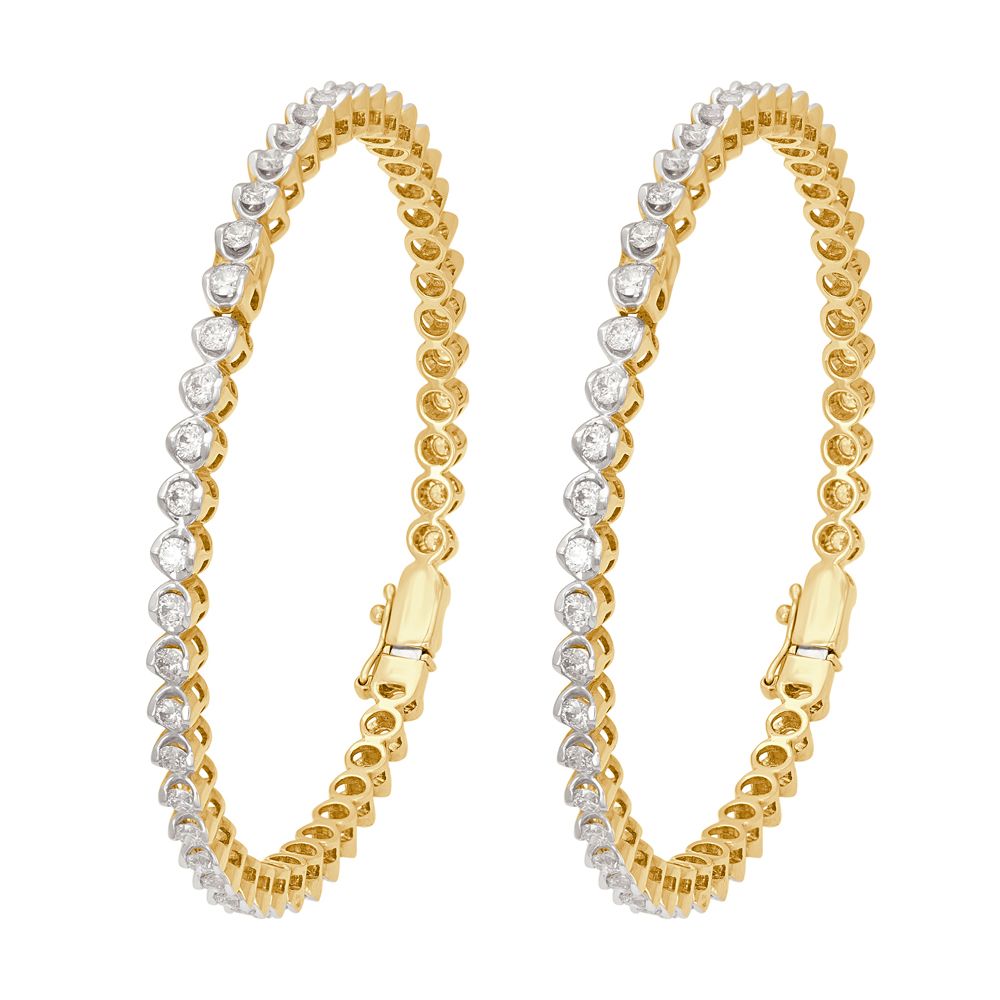 Shimmery Crown Star Diamond Bangle in 18KT Yellow Gold-Bangles-OBA20072