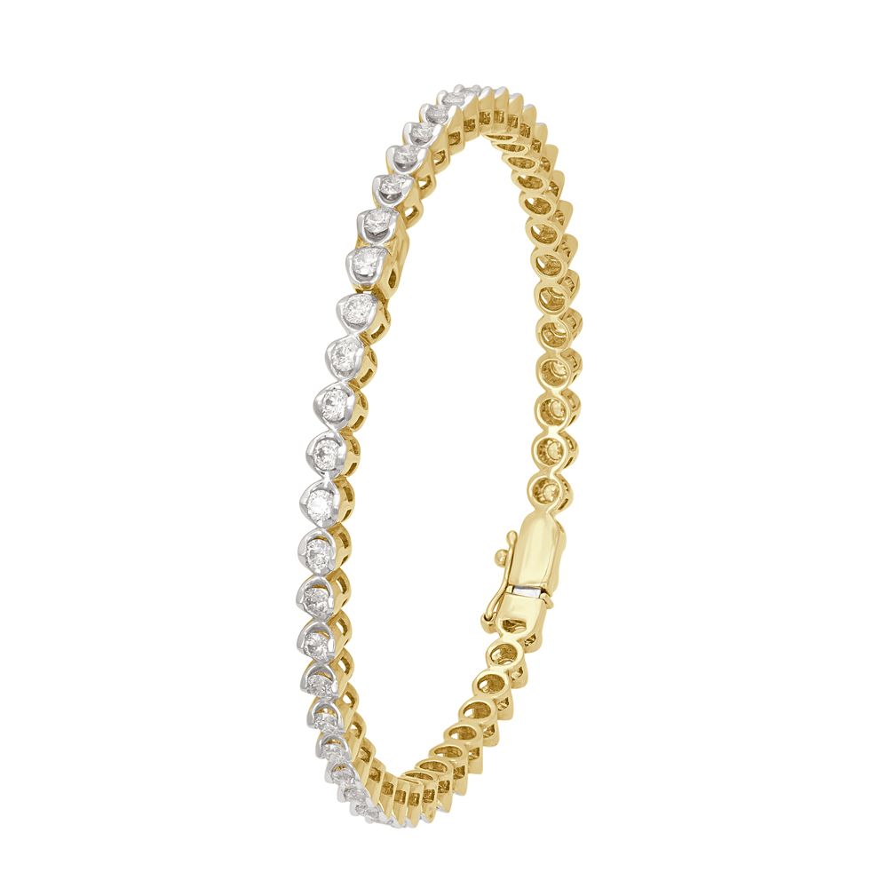 Shimmery Crown Star Diamond Bangle in 18KT Yellow Gold-Bangles-OBA20072