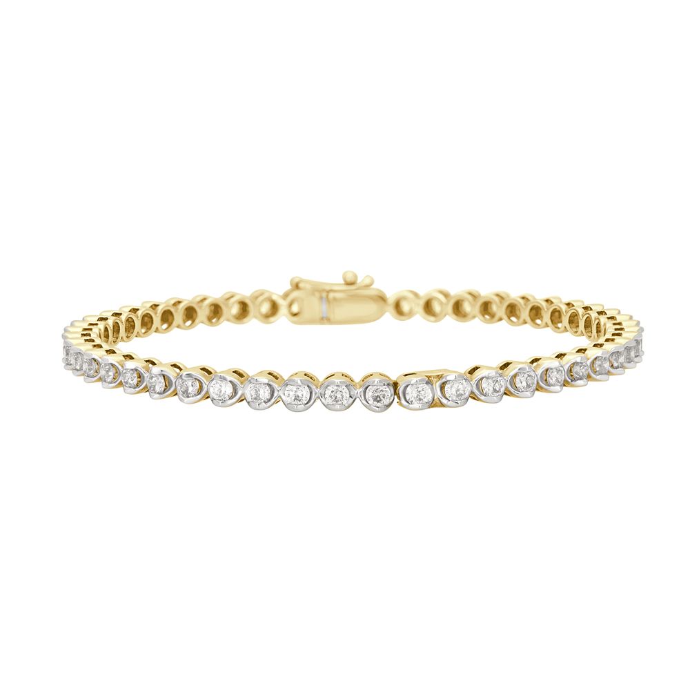 Shimmery Crown Star Diamond Bangle in 18KT Yellow Gold-Bangles-OBA20072
