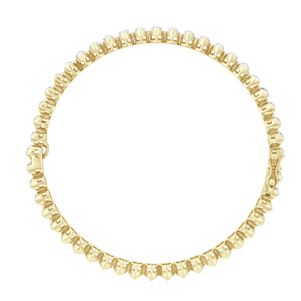 Shimmery Crown Star Diamond Bangle in 18KT Yellow Gold-Bangles-OBA20072