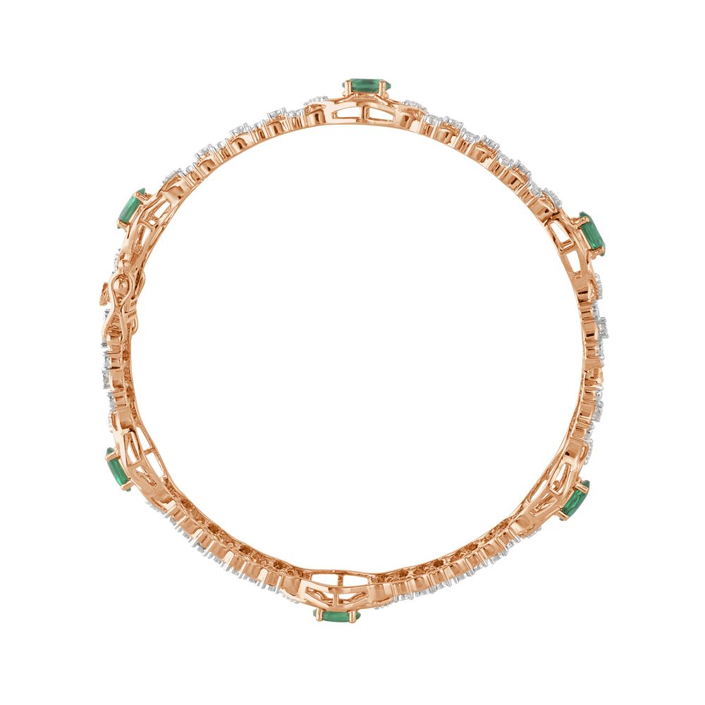 Green Gemstones 14KT Rose Gold Bangle Set of 2-All Jewellery-OBA21044
