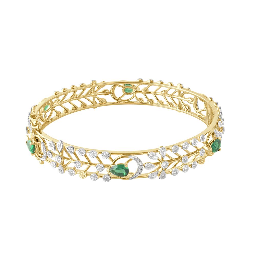 Attractive Fishbone Design 14KT Yellow Gold Bangle Set of 2-Bangles-OBA21046