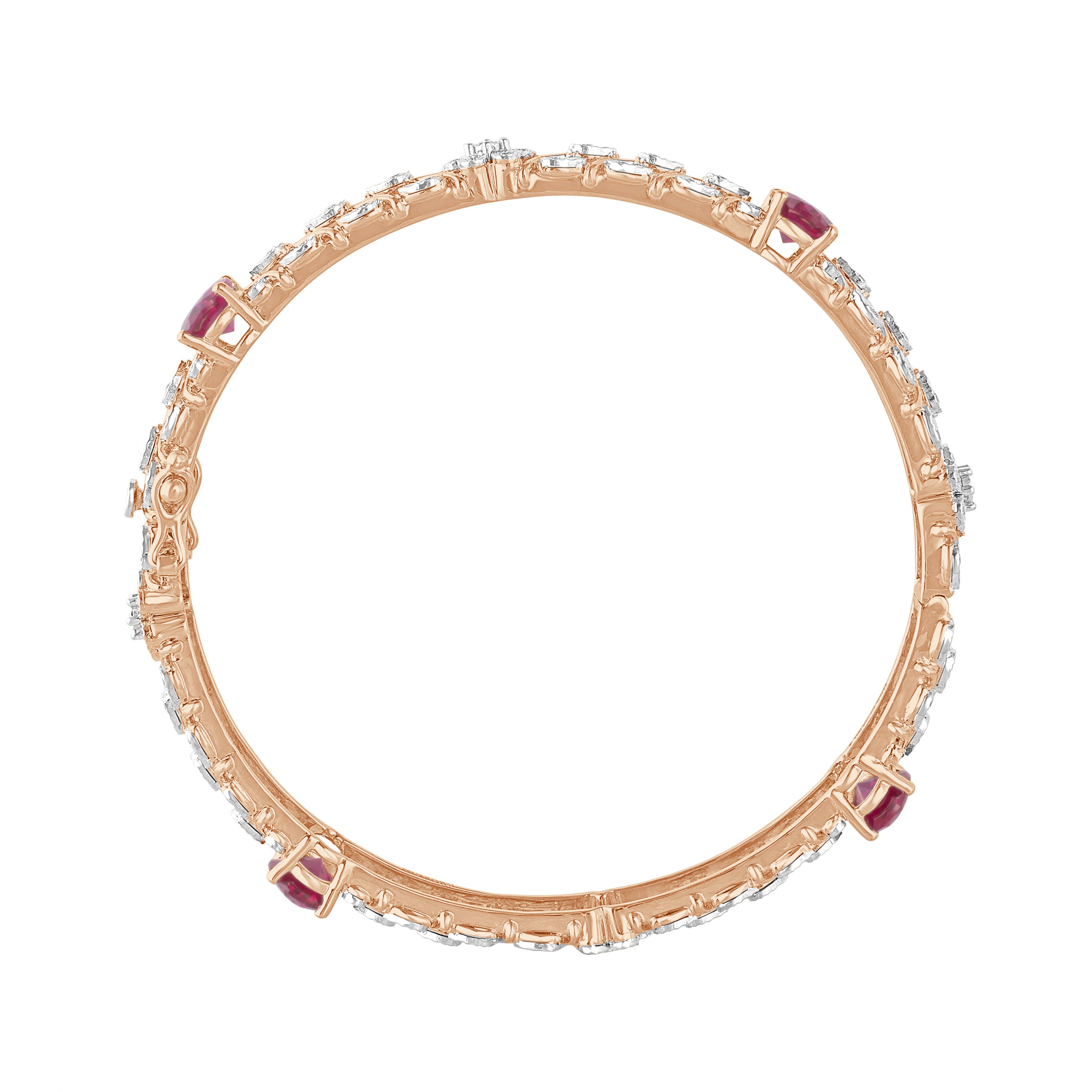 14KT Rose Gold Bejewelled Bangle Set of 2-Bangles-OBA21051