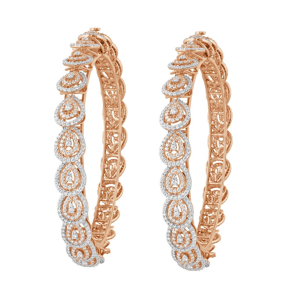 Teardrop Design 18KT Rose Gold Bangle Set of 2-Bangles-OBA22013
