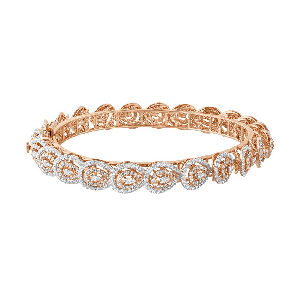 Teardrop Design 18KT Rose Gold Bangle Set of 2-Bangles-OBA22013