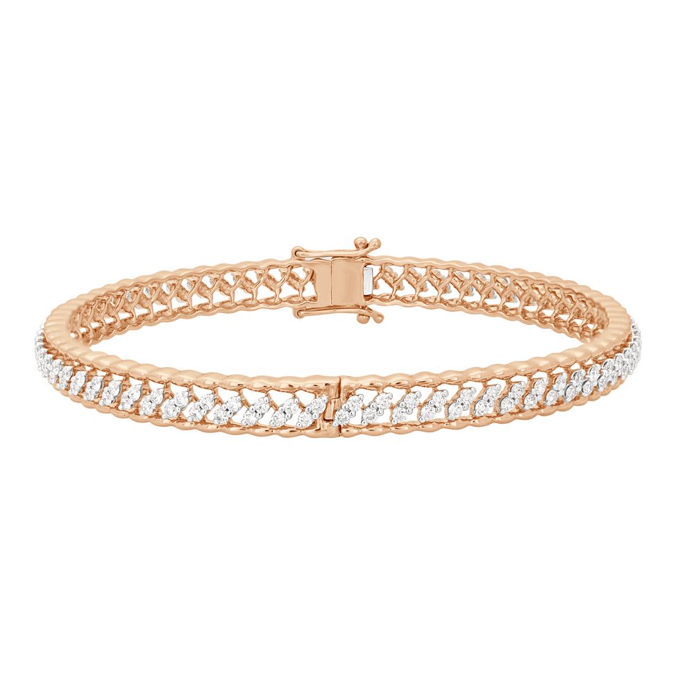 Sparkling Diamond Bangle in Rose Gold Set of 2-All Jewellery-OBA22019