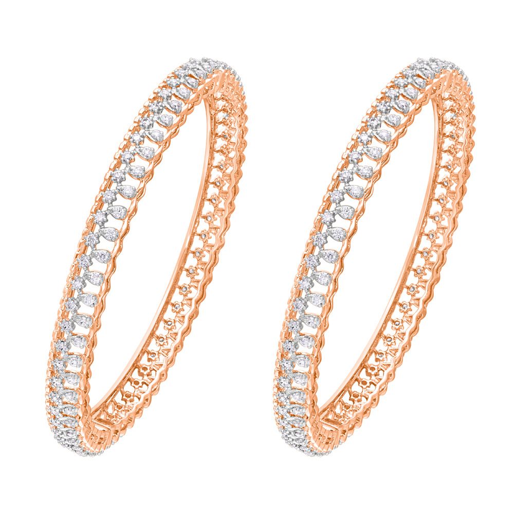 Diamond Bangle in 18KT Rose Gold Set of 2-All Jewellery-OBA22020