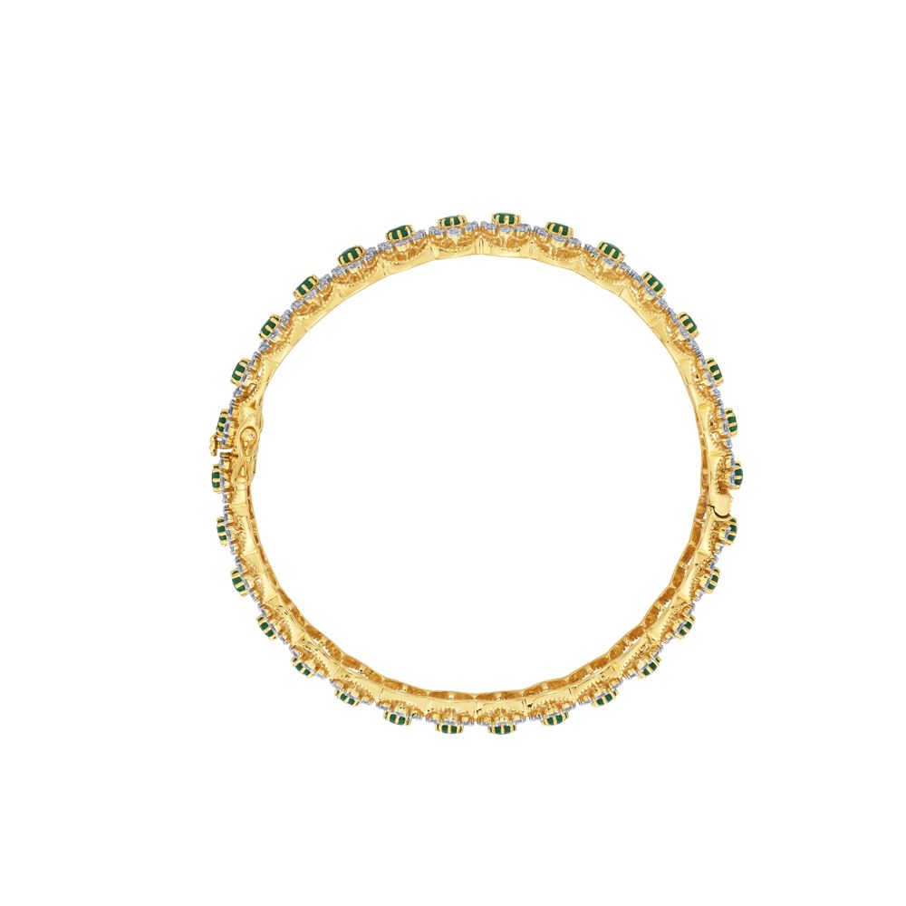 Glamorous Yellow Gold Bangle With Gemstones Set of 2-All Jewellery-OBA23006