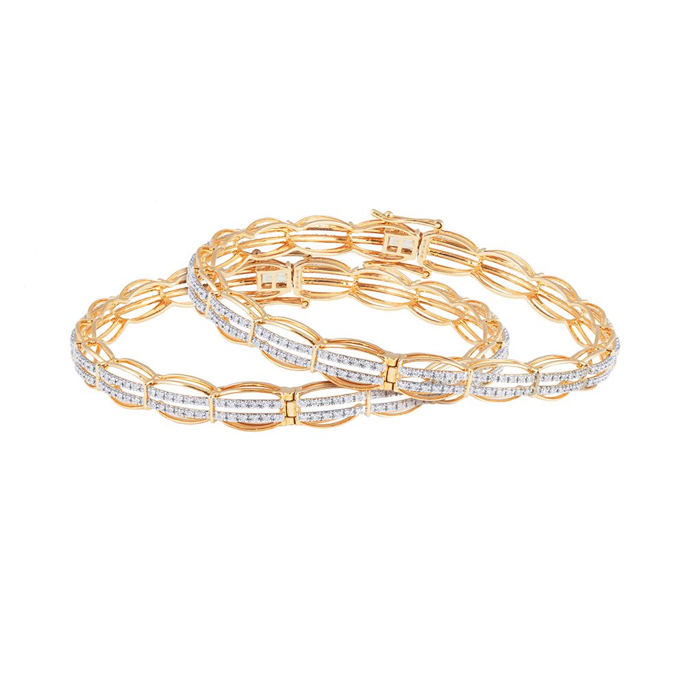 Lavish Rose Gold Diamond Bangle-All Jewellery-OBA23O08