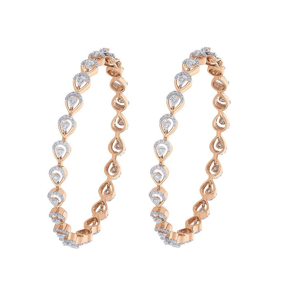 Stunning Drop Design Diamond Bangle Pair-All Jewellery-OBA23O11