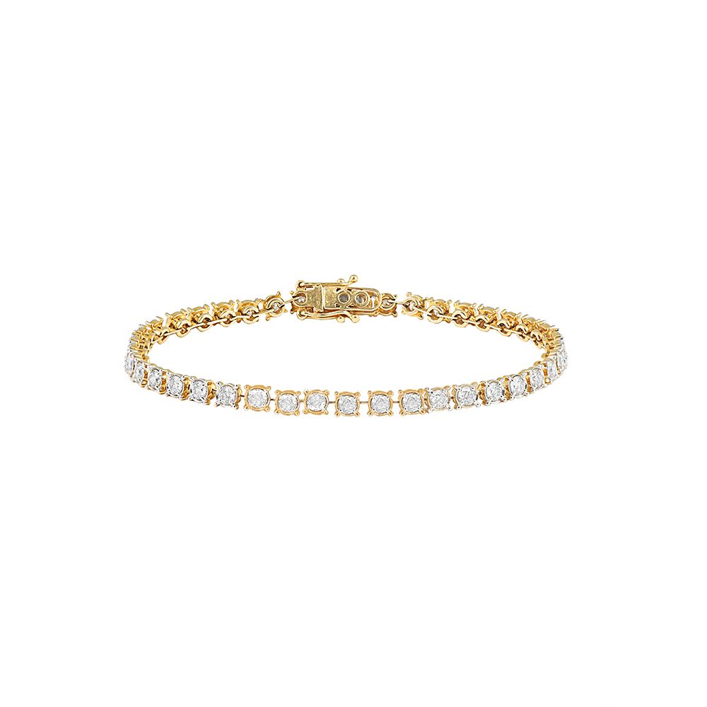 Sparkling Diamond and Yellow Gold Crown Star Bracelet-Bracelets-OBR15025-A300RAB