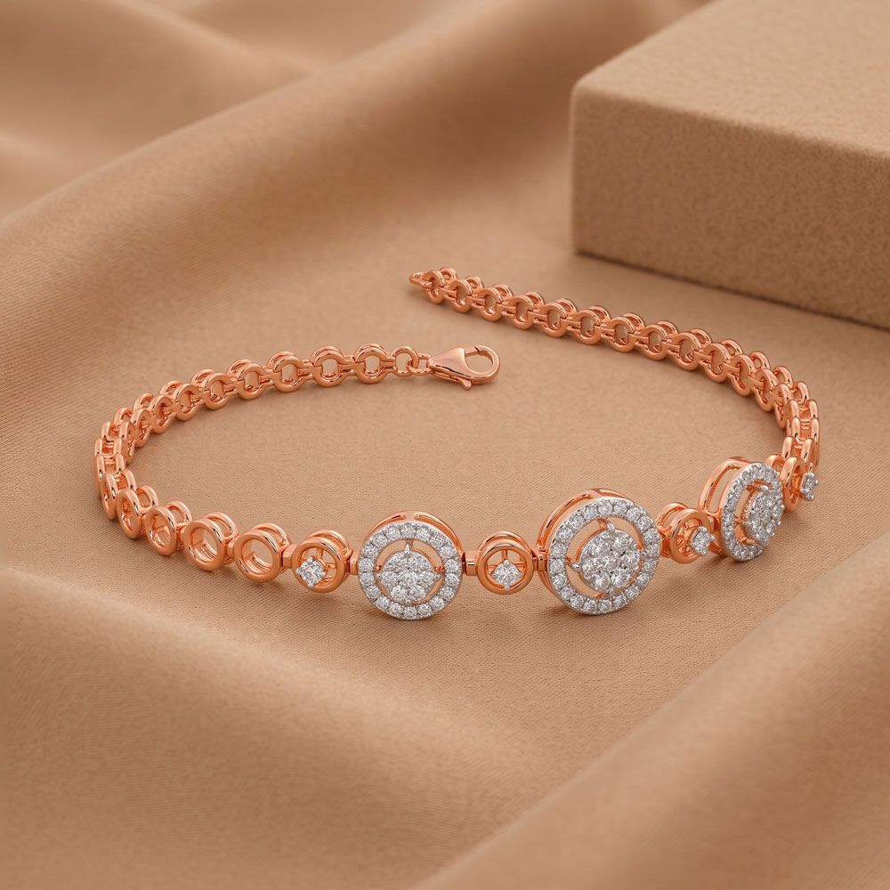 18KT Rose Gold Bracelet Embellished with Diamonds-All Jewellery-OBR21003-D300XAB