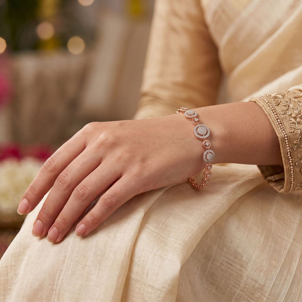 18KT Rose Gold Bracelet Embellished with Diamonds-All Jewellery-OBR21003-D300XAB