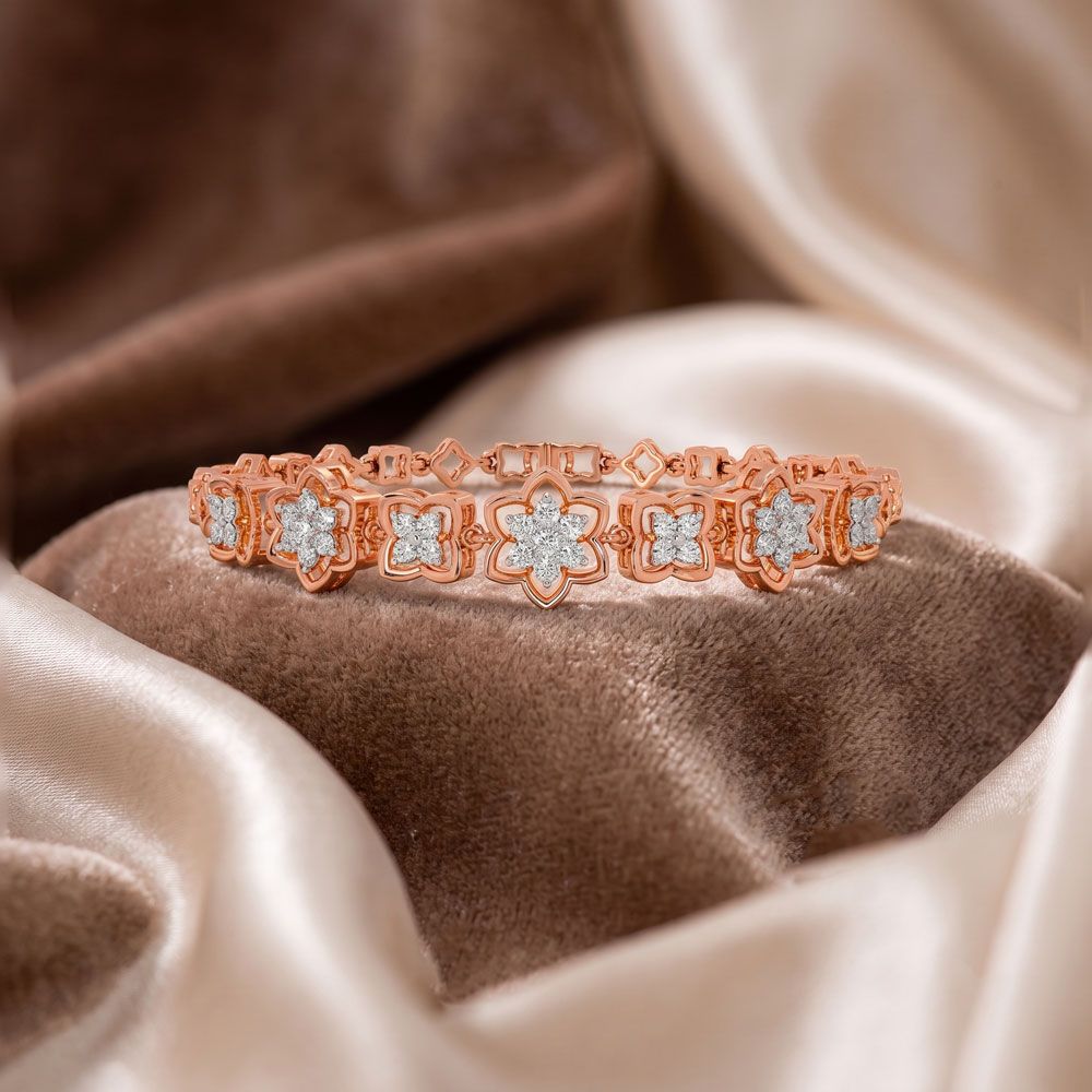 Striking Flower Chain Bracelet-Bracelets-OBR21005-D400XAC