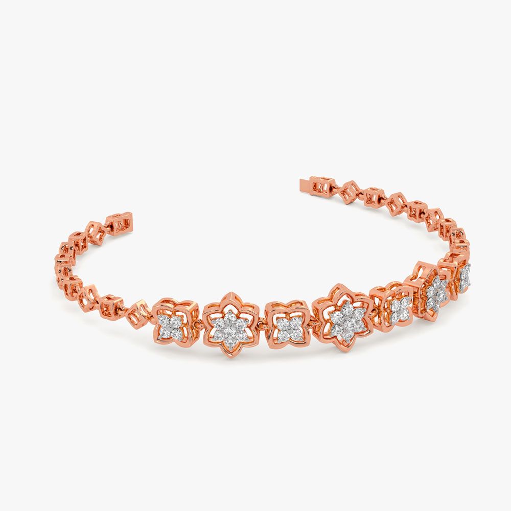 Striking Flower Chain Bracelet-Bracelets-OBR21005-D400XAC