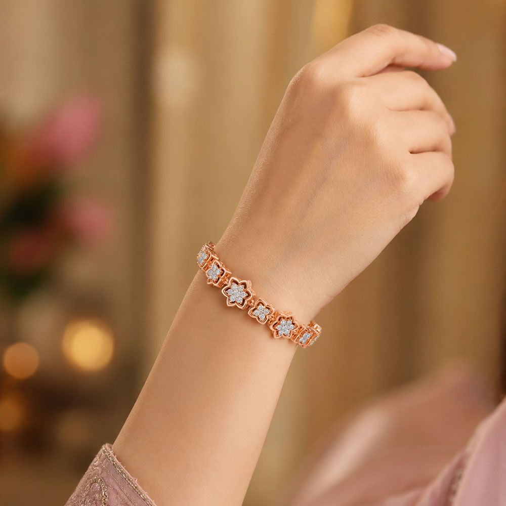 Striking Flower Chain Bracelet-Bracelets-OBR21005-D400XAC