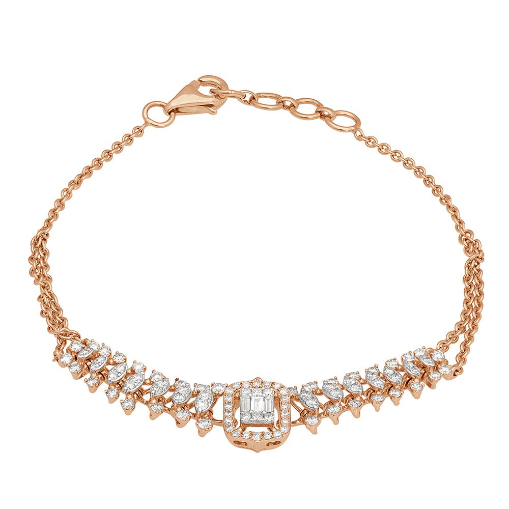 Contemporary Diamond and Rose Gold Bracelet-All Jewellery-OBR23008-D300XKB