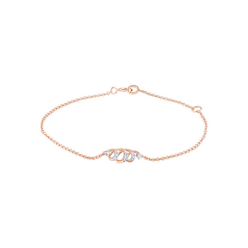 Delicate Rose Gold and Diamond Chain Bracelet-All Jewellery-OBR24S01