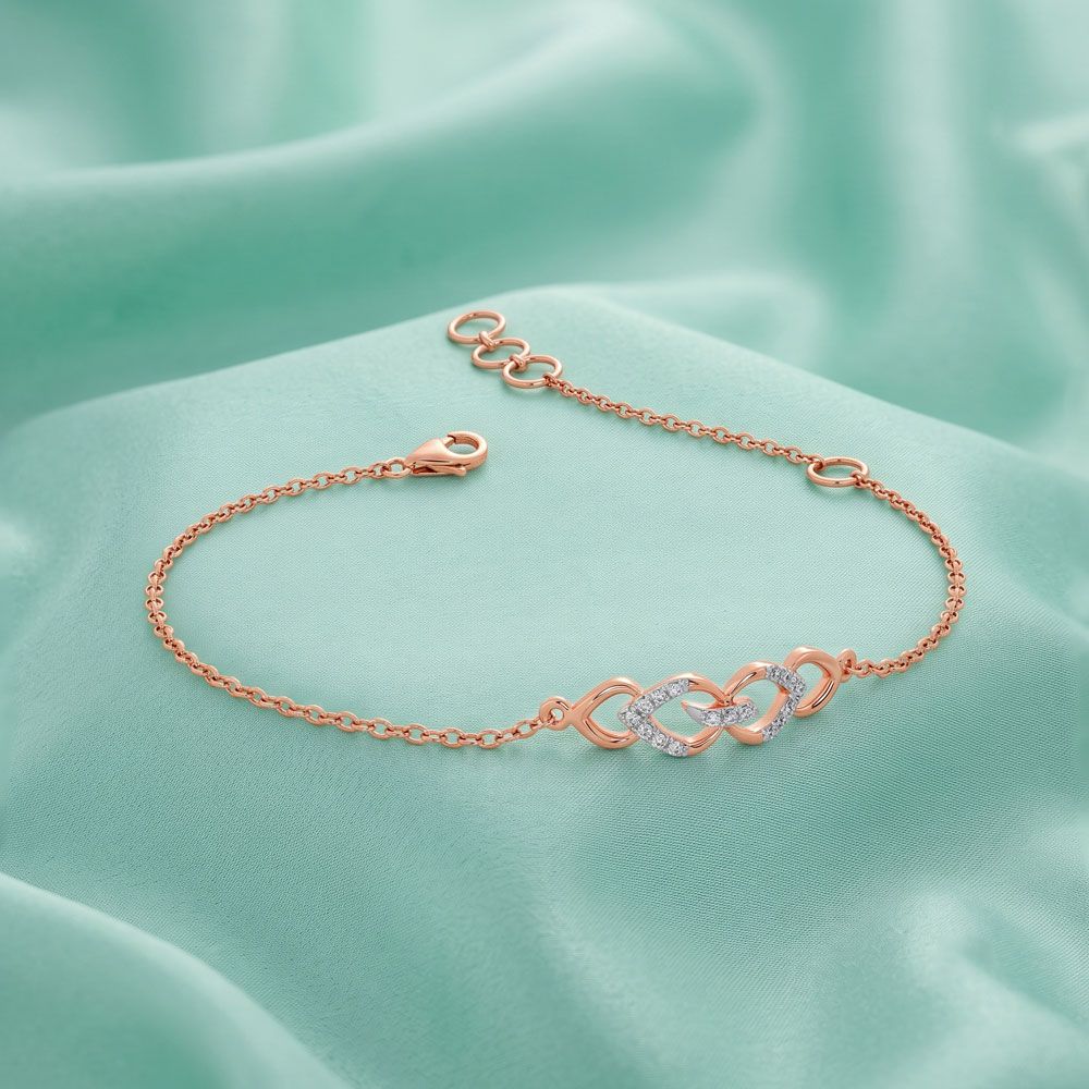 Geometric Design Rose Gold and Diamond Bracelet-Bracelets-OBR24S03
