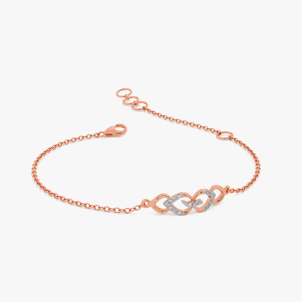 Geometric Design Rose Gold and Diamond Bracelet-Bracelets-OBR24S03