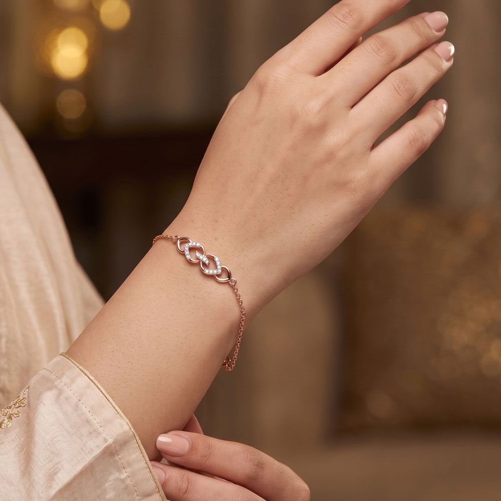 Geometric Design Rose Gold and Diamond Bracelet-Bracelets-OBR24S03