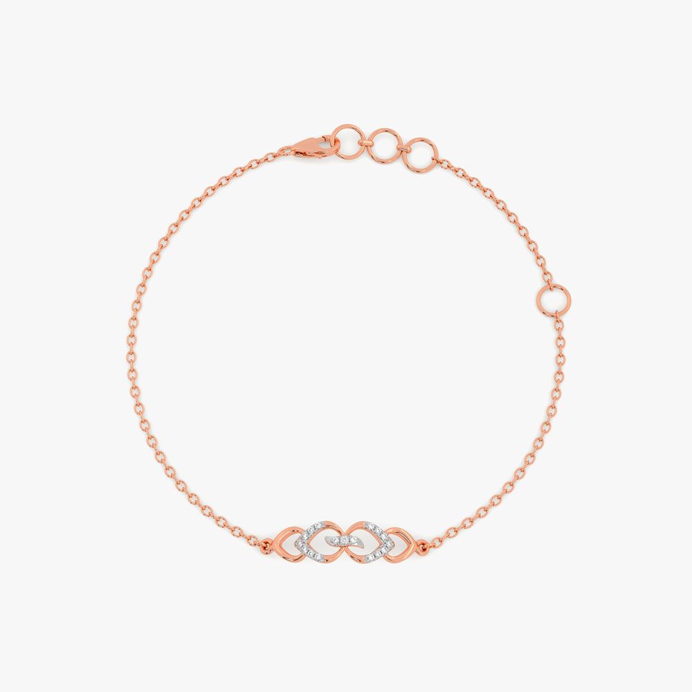 Geometric Design Rose Gold and Diamond Bracelet-Bracelets-OBR24S03