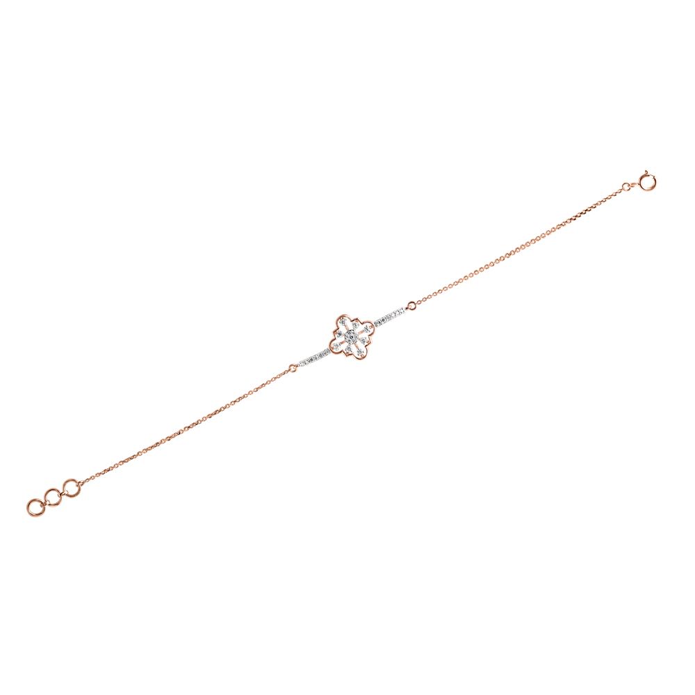 Geometric Design Rose Gold and Diamond Chain Bracelet-Bracelets-OBR24S07