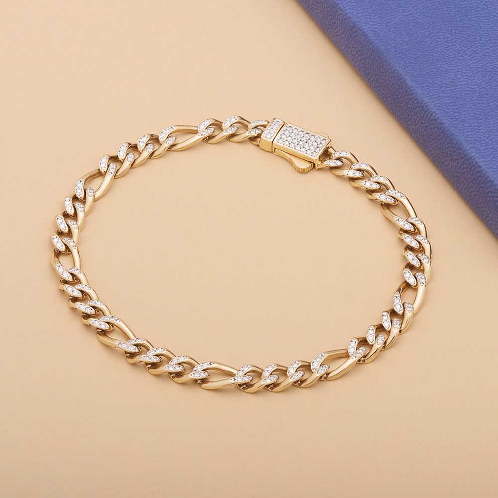 Timeless Diamond and Gold Mens Link Bracelet-Bracelets-OBR24S12
