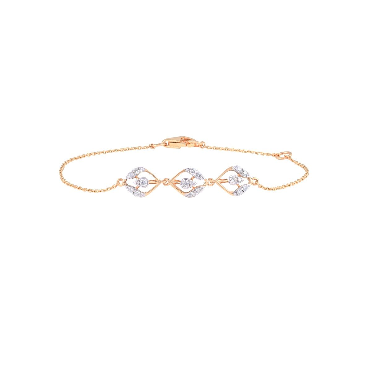 Leaf Design Diamond Chain Bracelet-All Jewellery-OBR24S18