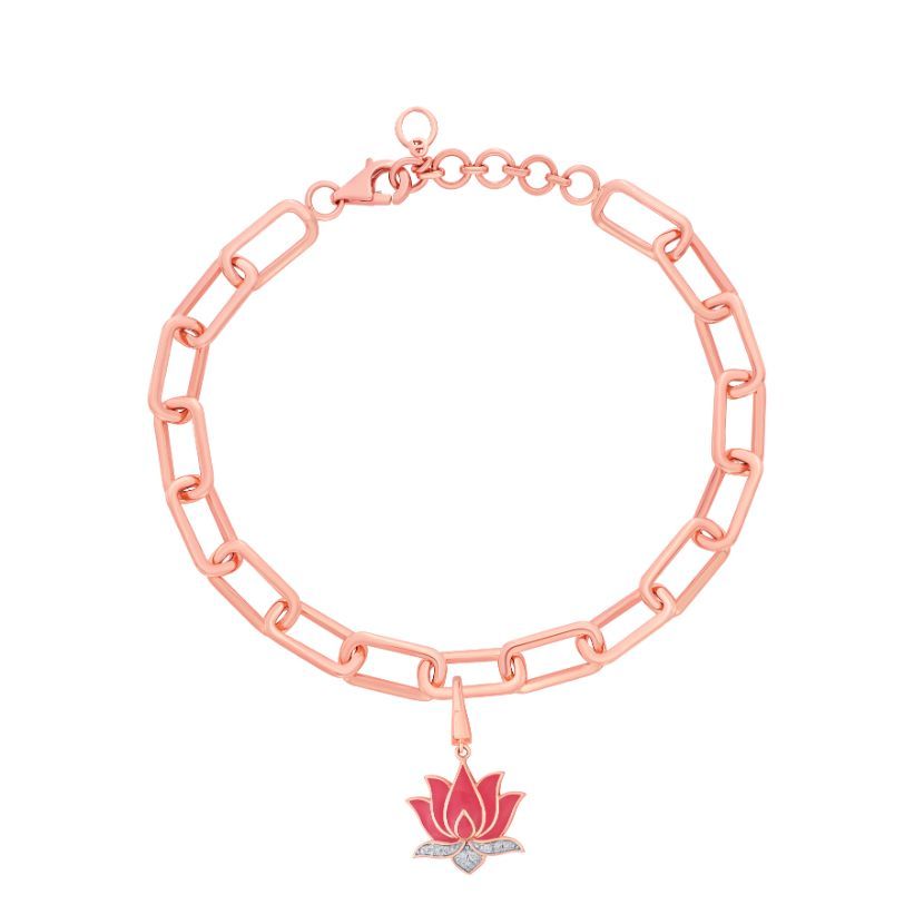 Lotus Diamond Pendant in 14KT Rose Gold-Pendants-OCP22003-D900X0C