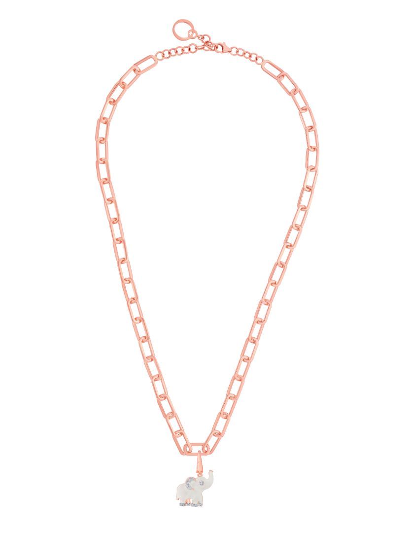 Elephant Diamond Pendant in 14KT Rose Gold-Pendants-OCP22005-D900X0C