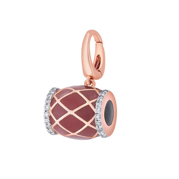 Drum Design Diamond and 14KT Rose Gold Pendant-Pendants-OCP22006-D900X0C