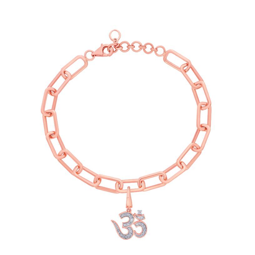 Om 14KT Rose Gold and Diamond Pendant-Pendants-OCP22008-D900X0C