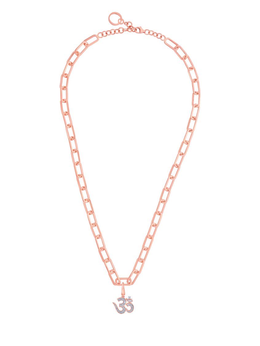 Om 14KT Rose Gold and Diamond Pendant-Pendants-OCP22008-D900X0C