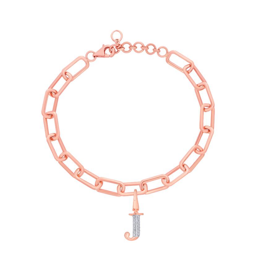 J Alphabet 14KT Rose Gold Diamond Pendant-Pendants-OCP22013-D900X0C