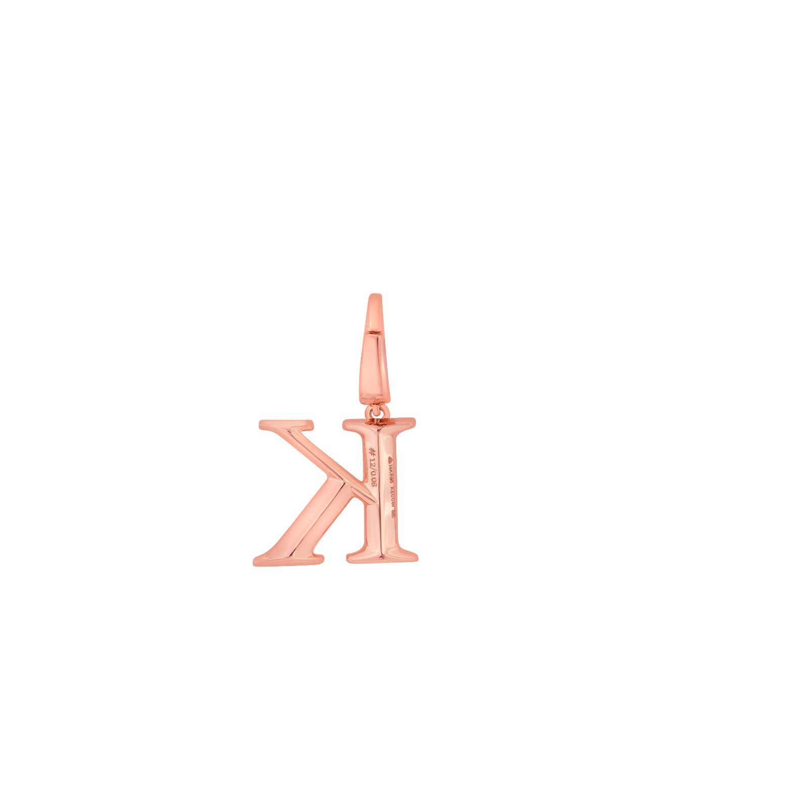 K Alphabet Pendant in Diamond and 14KT Rose Gold-Pendants-OCP22015-D900X0C